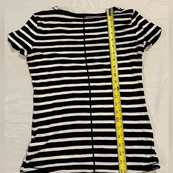 Talbots size small black-and-white striped T-shirt - Picture 2 of 3